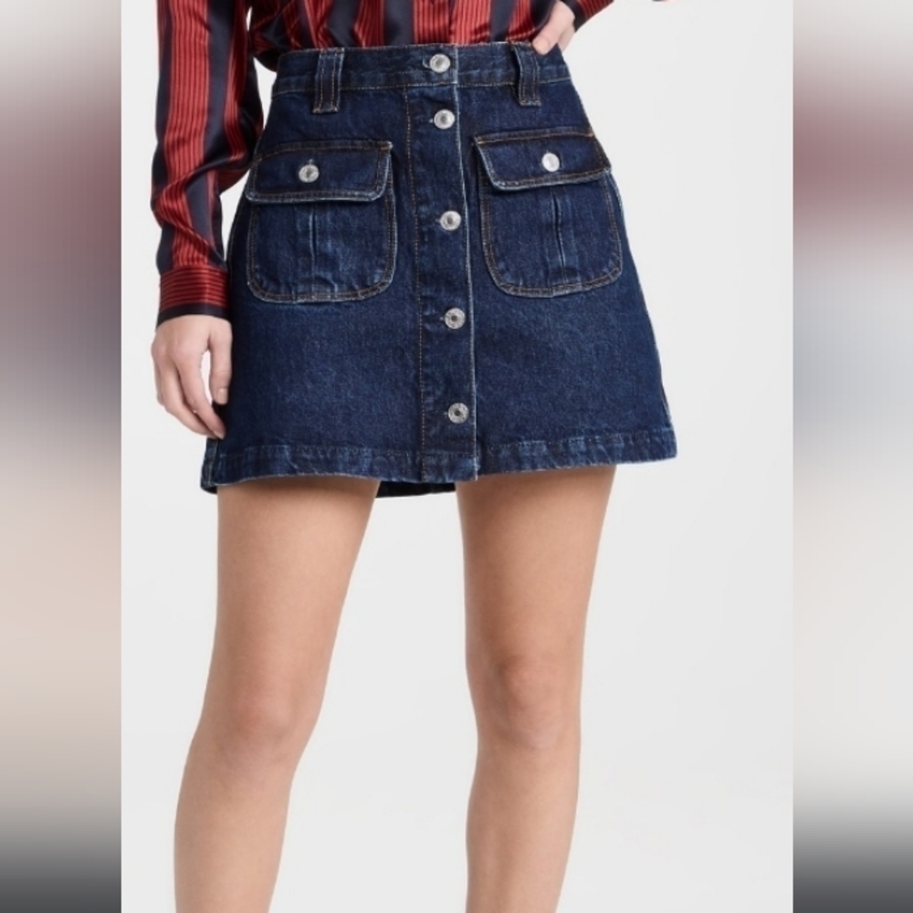 Re/done 70s button front mini skirt